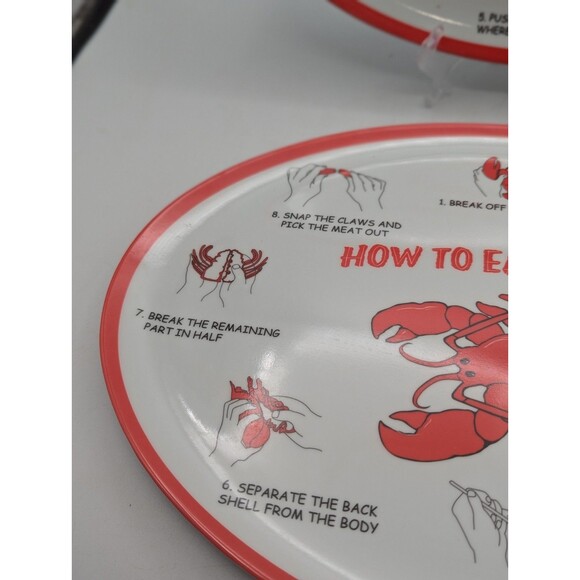 Lobster Tray Platter 8 Steps HOW TO EAT A LOBSTER Nautical Beach Seafood Seaside - Picture 4 of 10